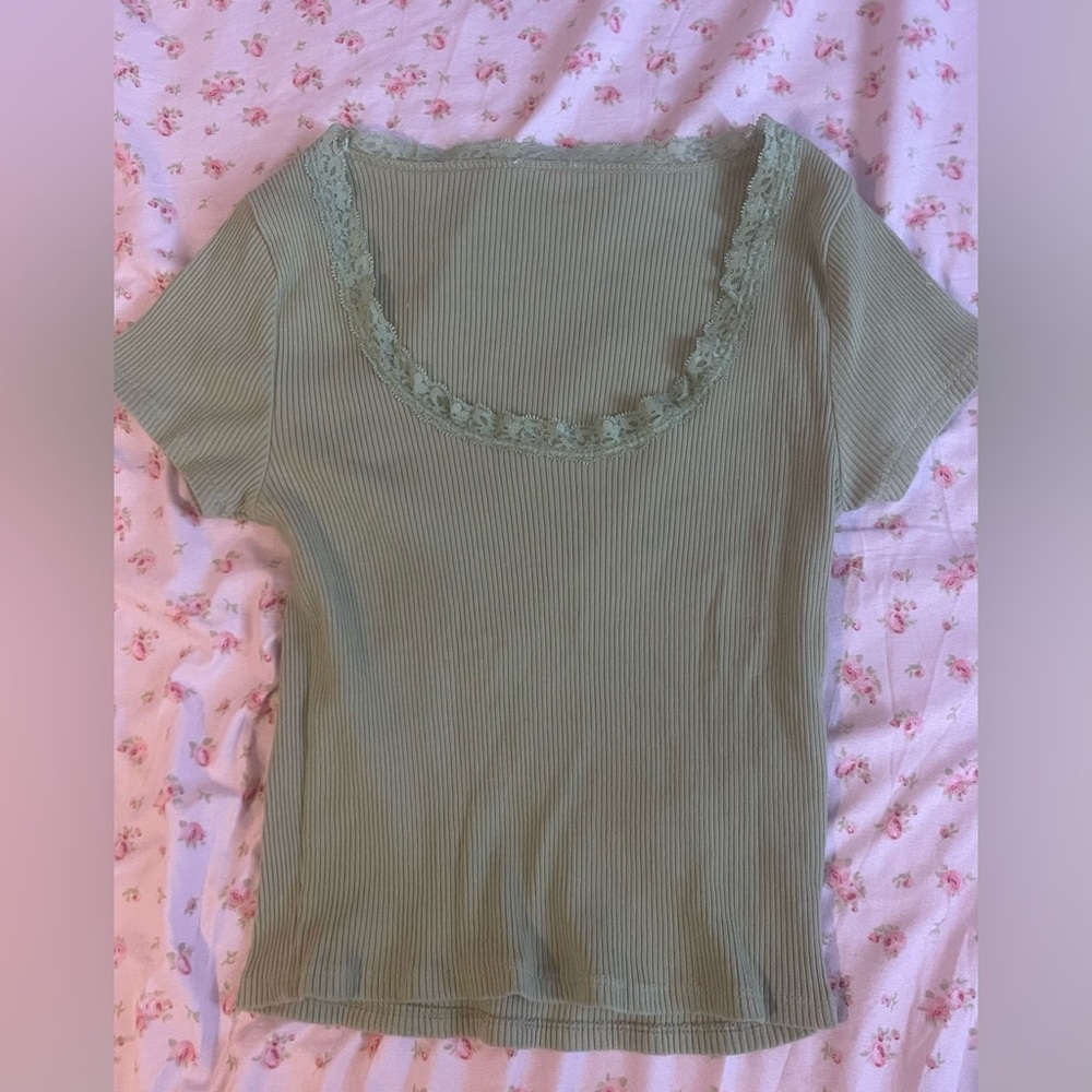 green lacy top